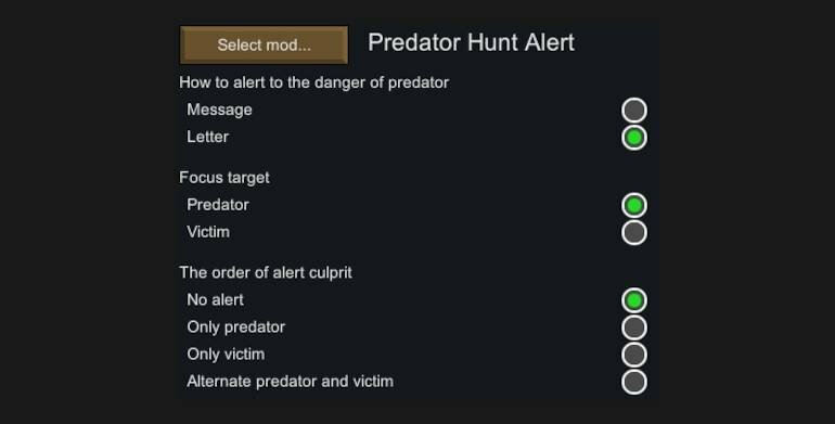 Rimworld мод Predator Hunt Alert